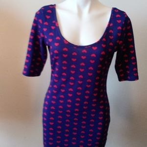 Blue dress with pink heart